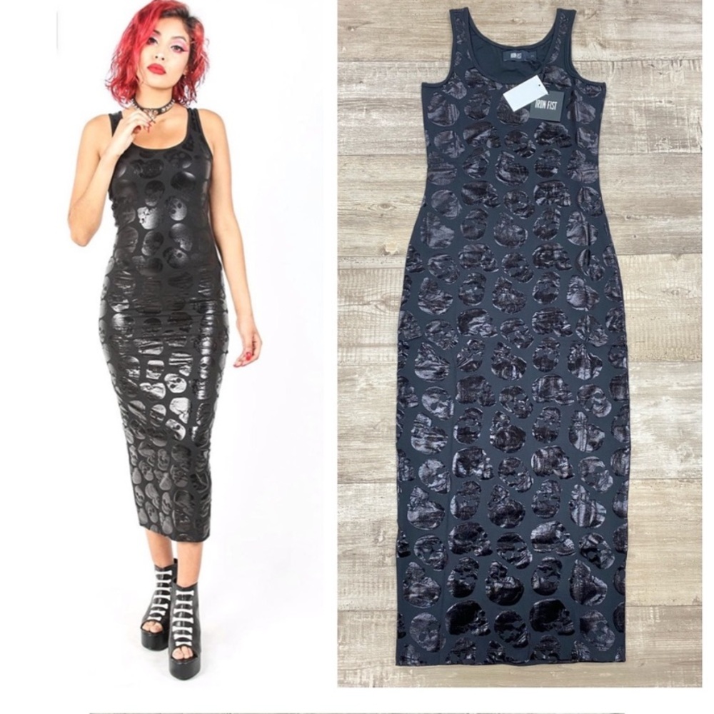 LAST SALE DAY!! ‼️ IRON FIST CLUB SKULLZ MAXI DRESS BLACK PARTY FESTIVAL CONCERT
